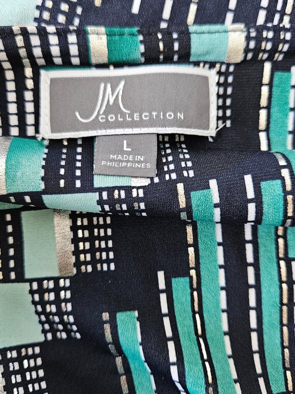 JM Collection Geometric Asymmetrical Tunic Blouse - Picture 7 of 9